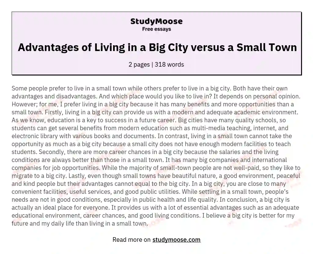 Small Town or Big City