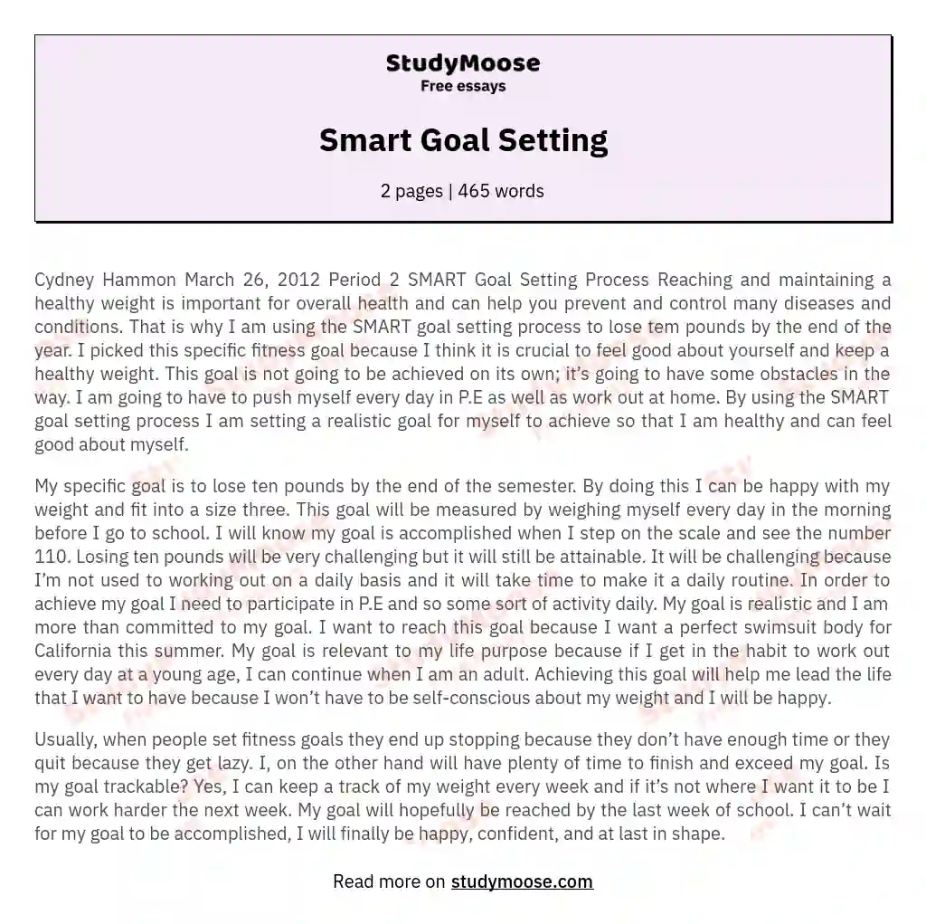 Smart Goal Setting essay