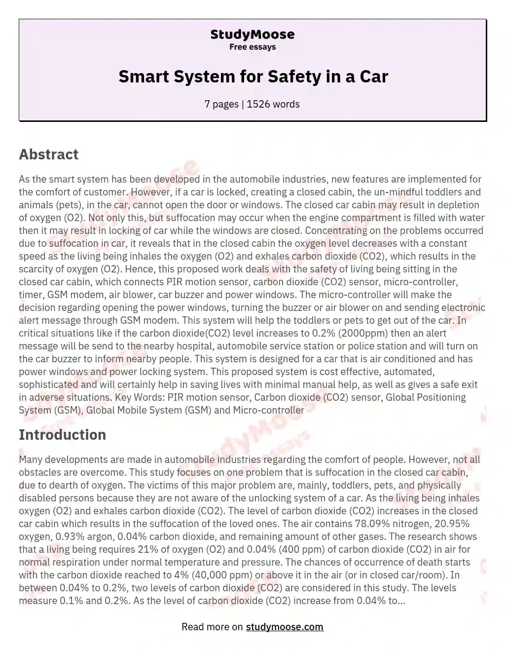 Smart System for Safety in a Car