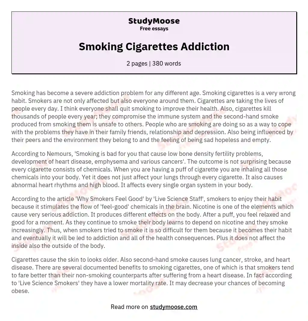 Smoking Cigarettes Addiction