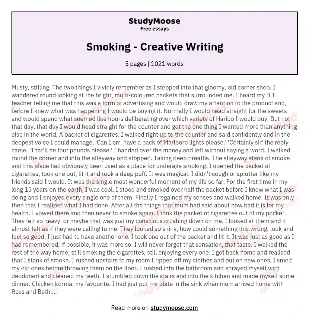 Smoking - Creative Writing essay