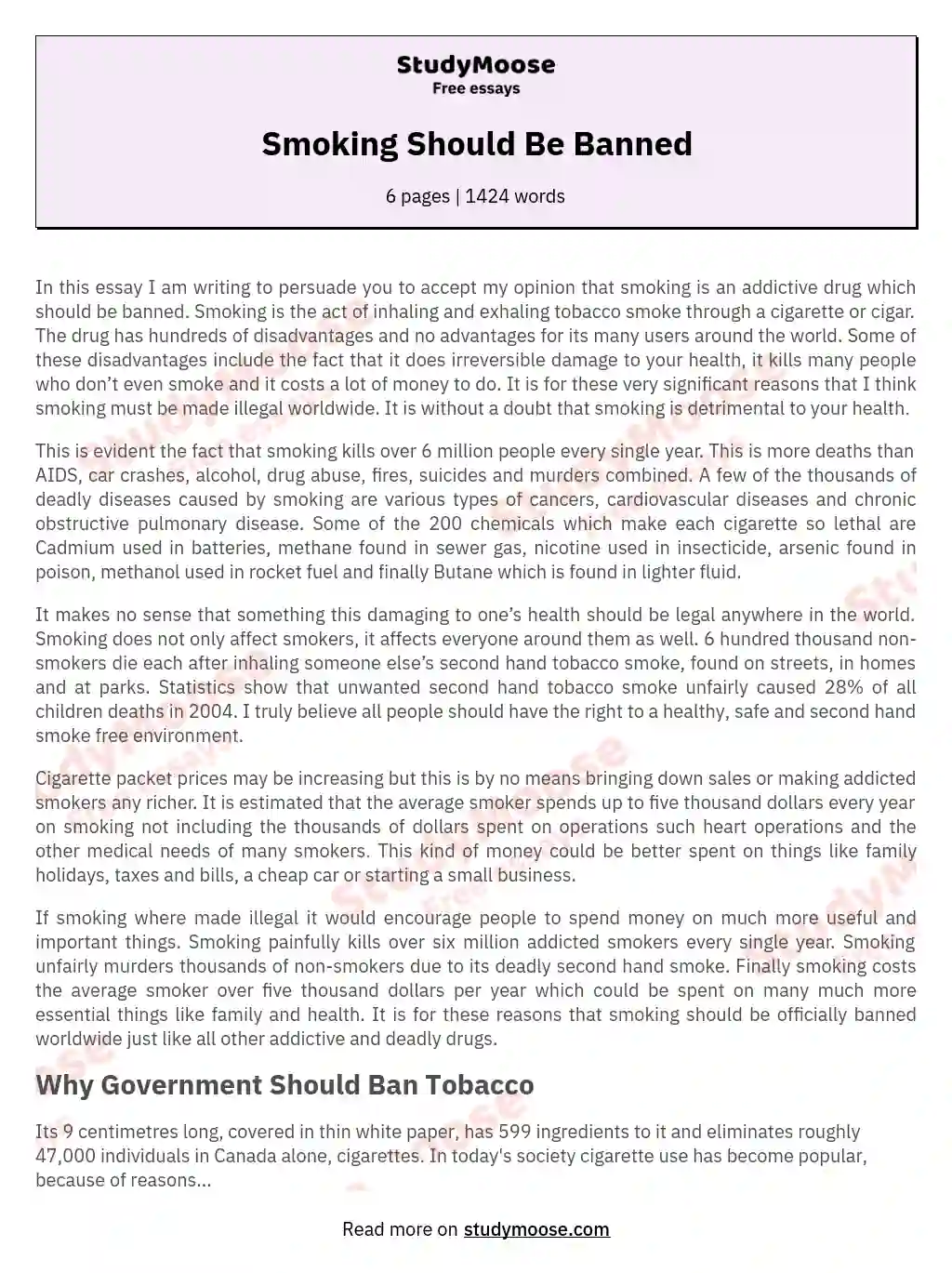 Smoking Should Be Banned essay