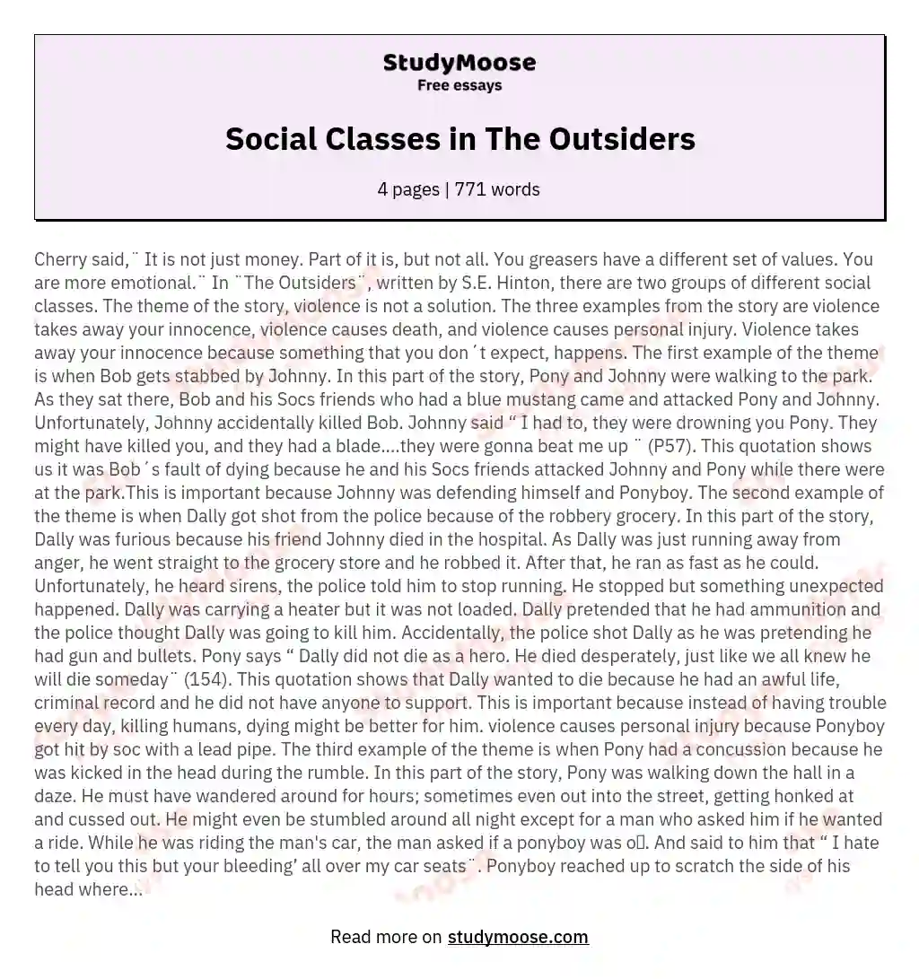 Social Classes in The Outsiders