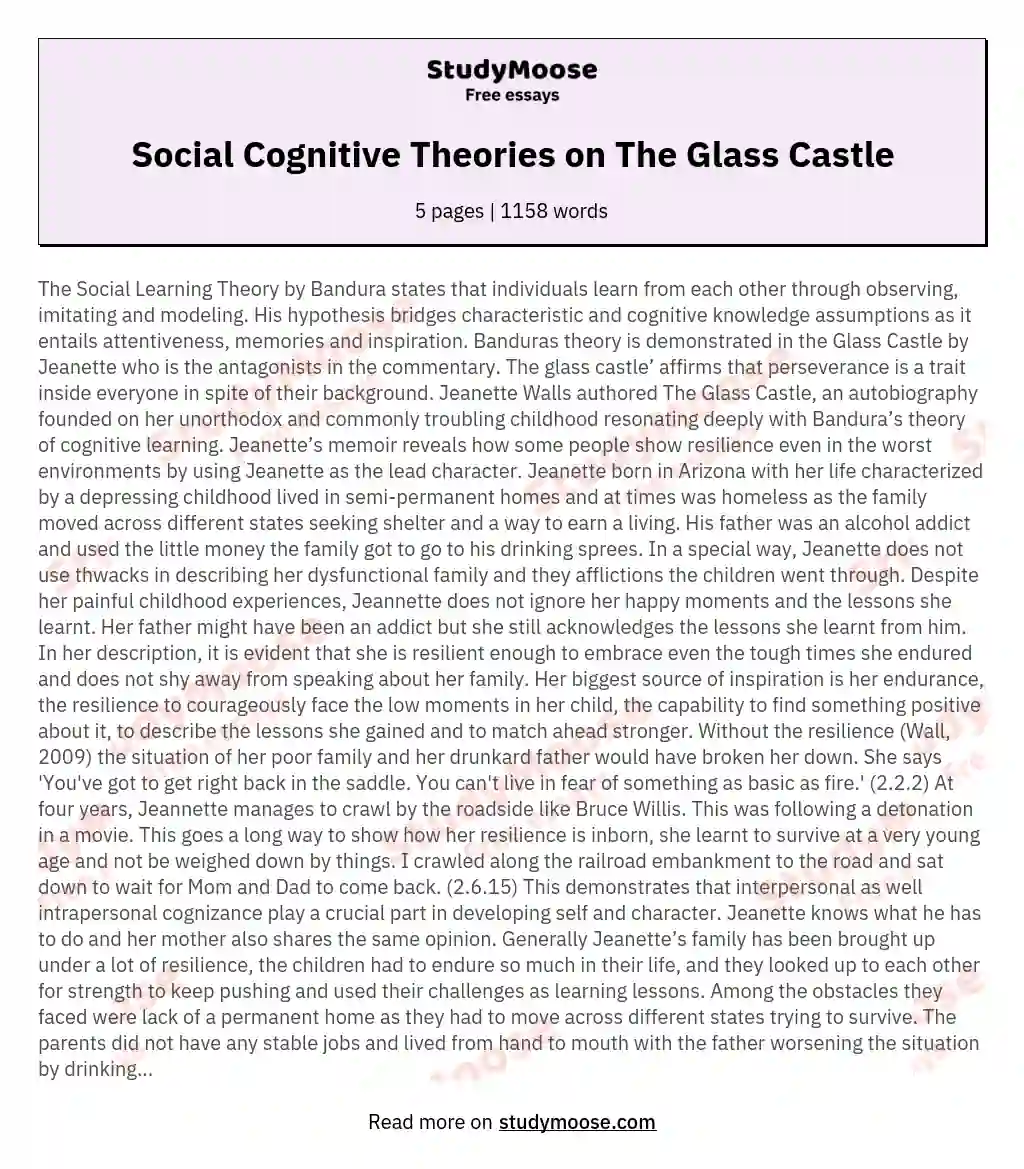 Social Cognitive Theories on The Glass Castle