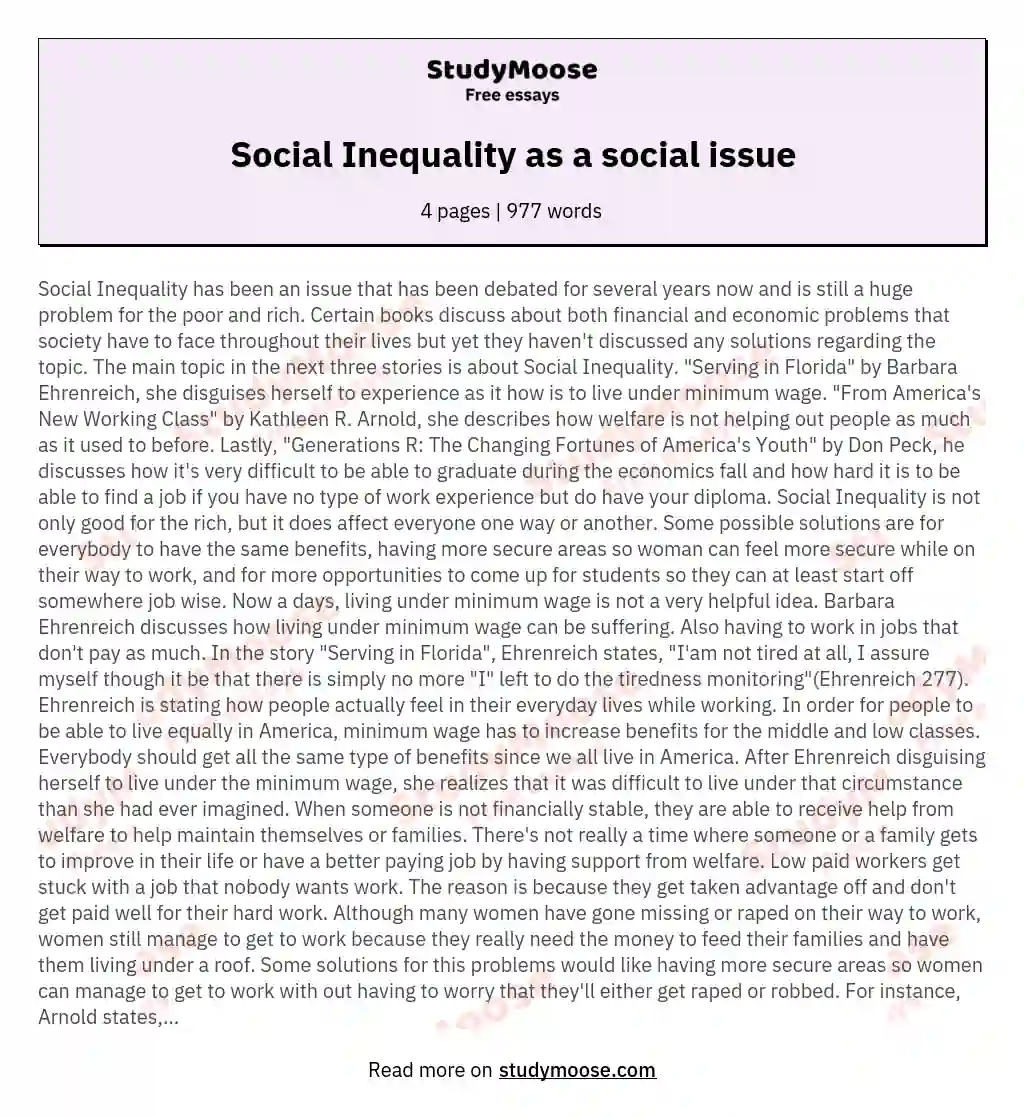 Social Inequality as a social issue