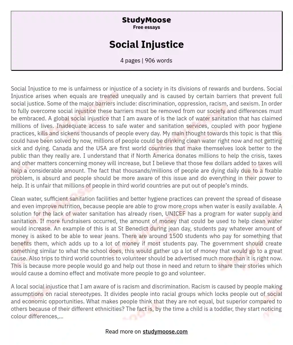 Social Injustice essay