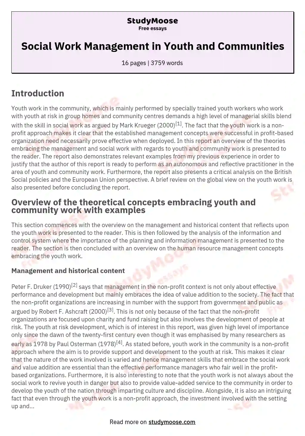 Social Work Management in Youth and Communities