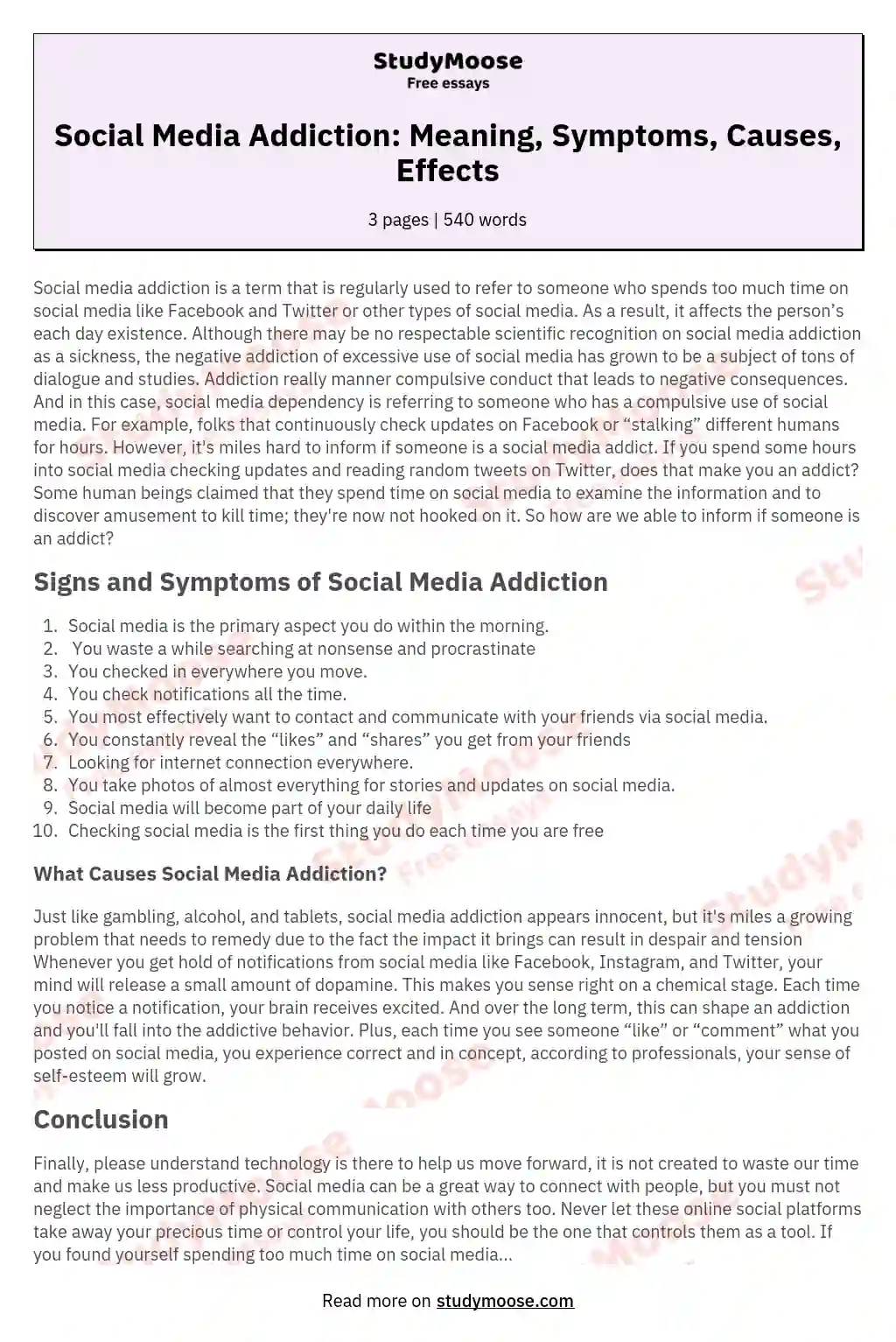 Social Media Addiction: Meaning, Symptoms, Causes, Effects essay