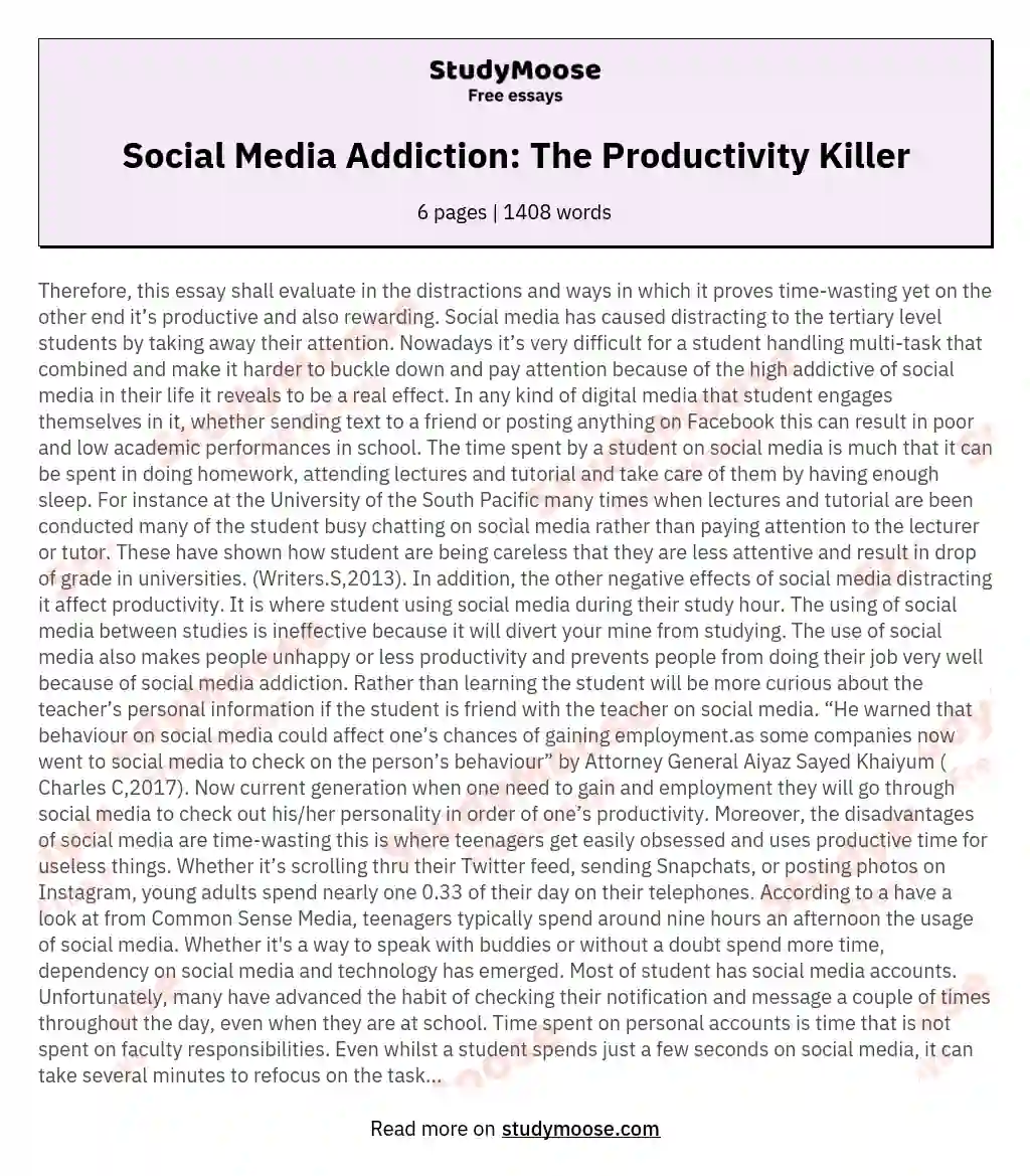 Social Media Addiction: The Productivity Killer