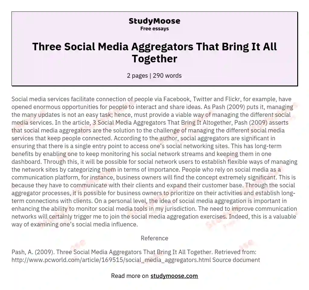 Three Social Media Aggregators That Bring It All Together essay