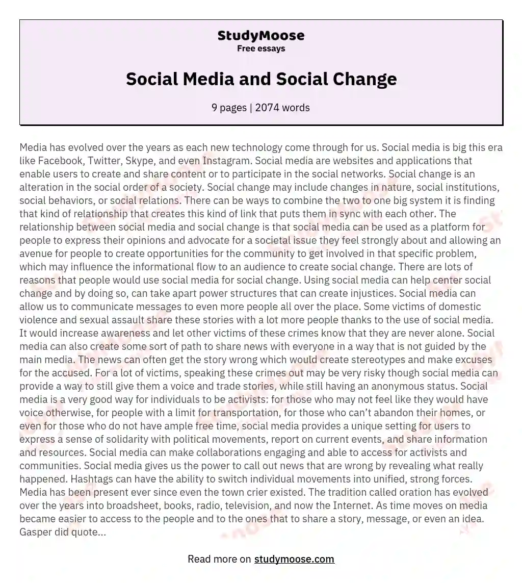 Social Media and Social Change