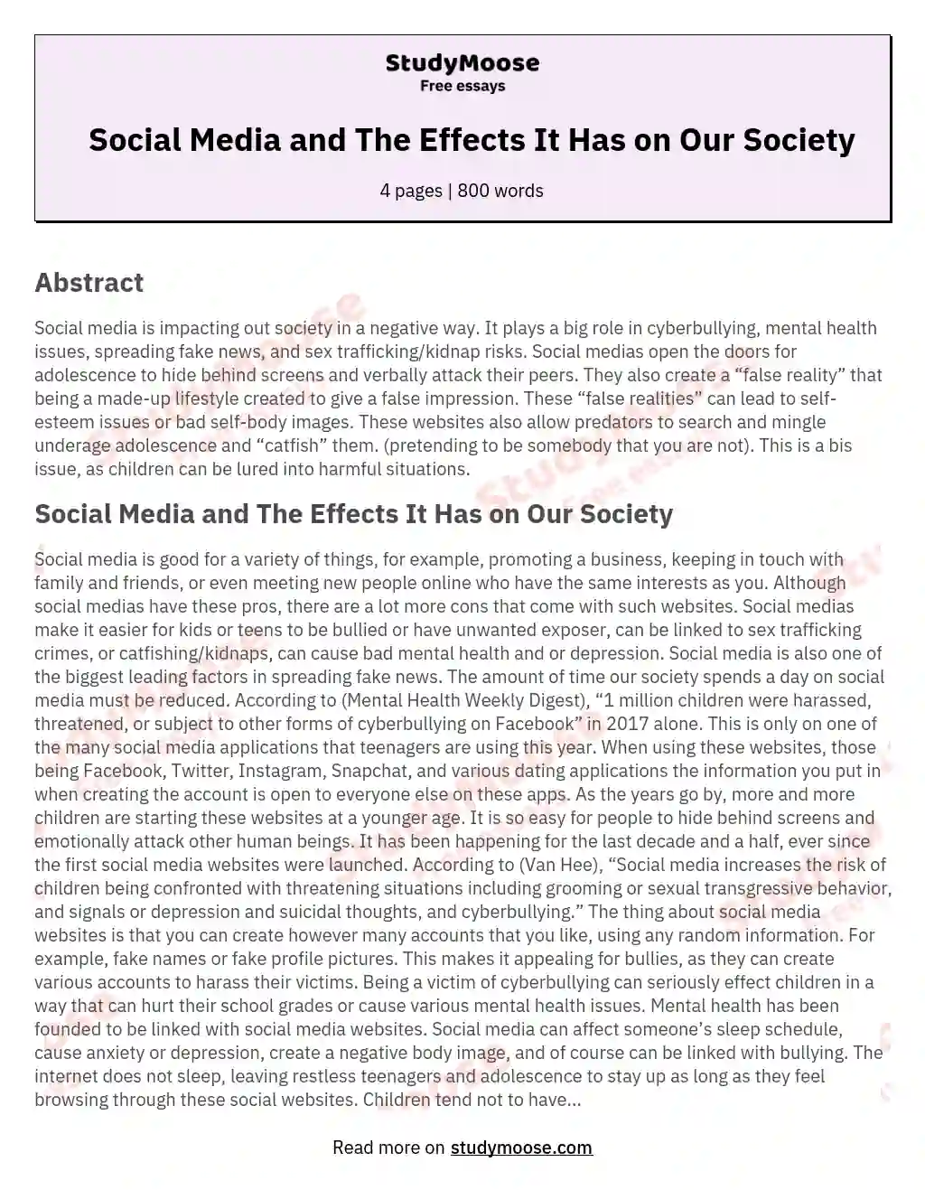   Social Media and The Effects It Has on Our Society