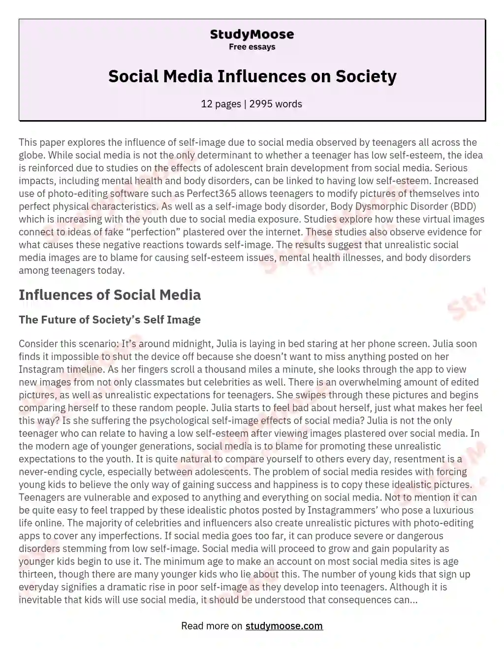 Social Media Influences on Society essay