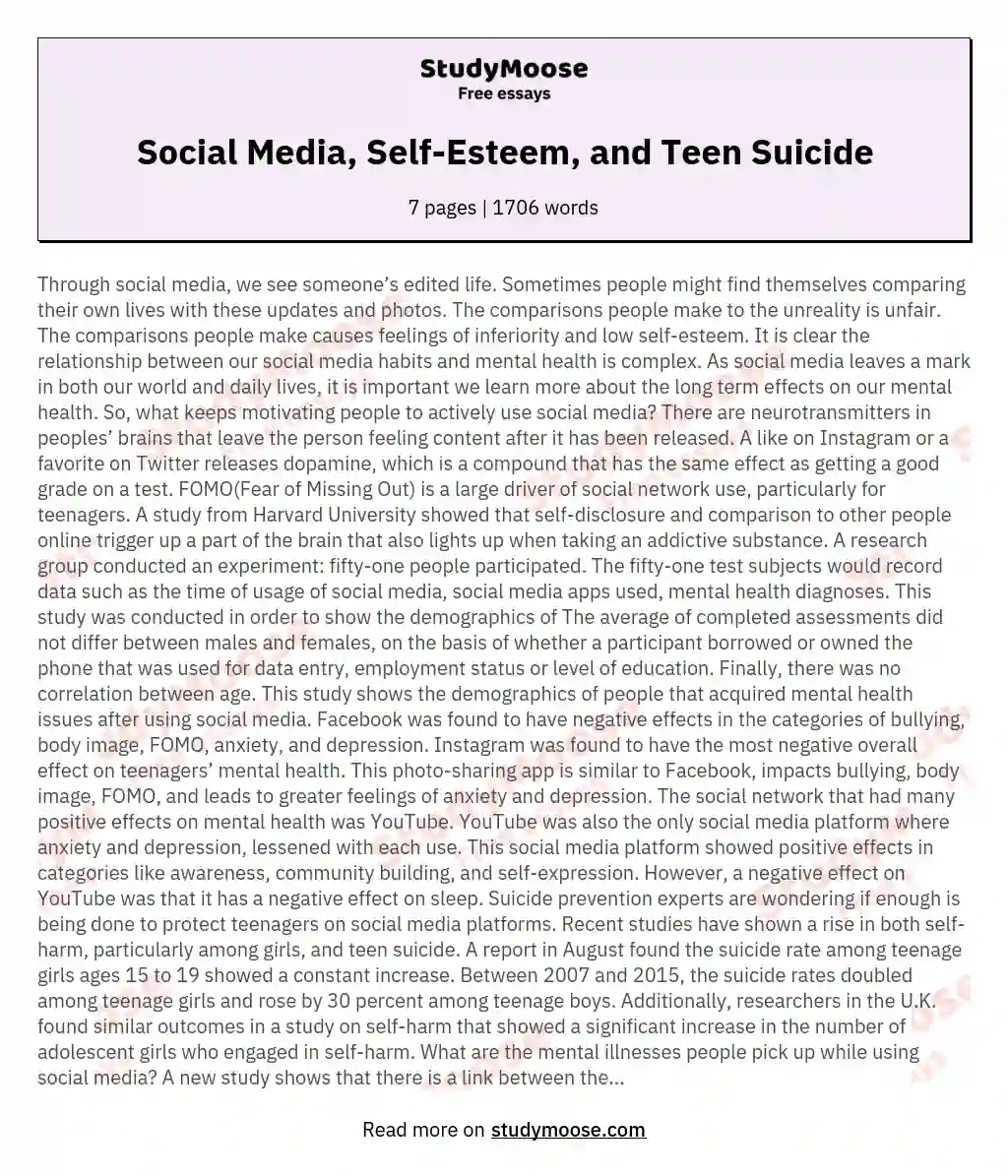 teenage suicide research essays