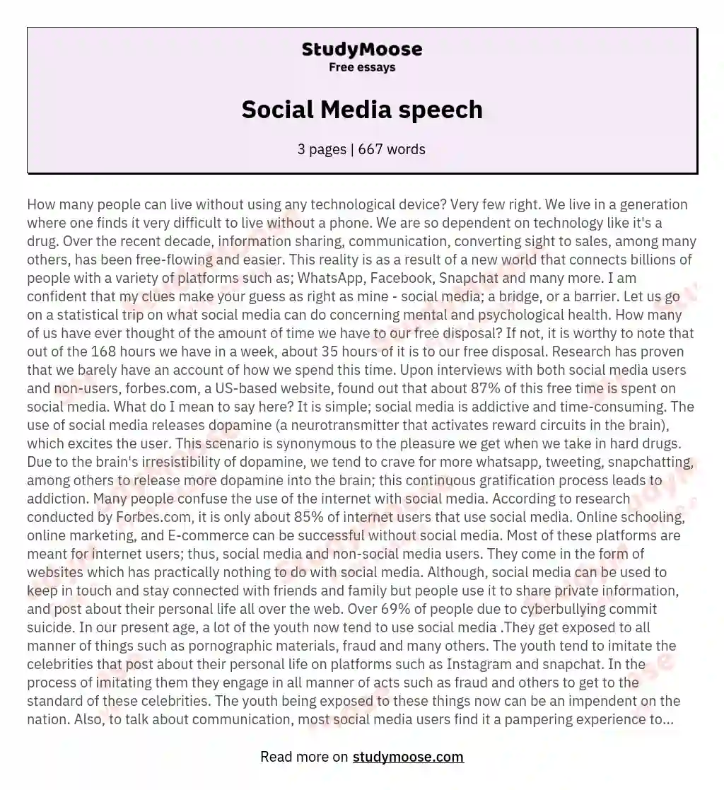 speech on social media ethics class 12