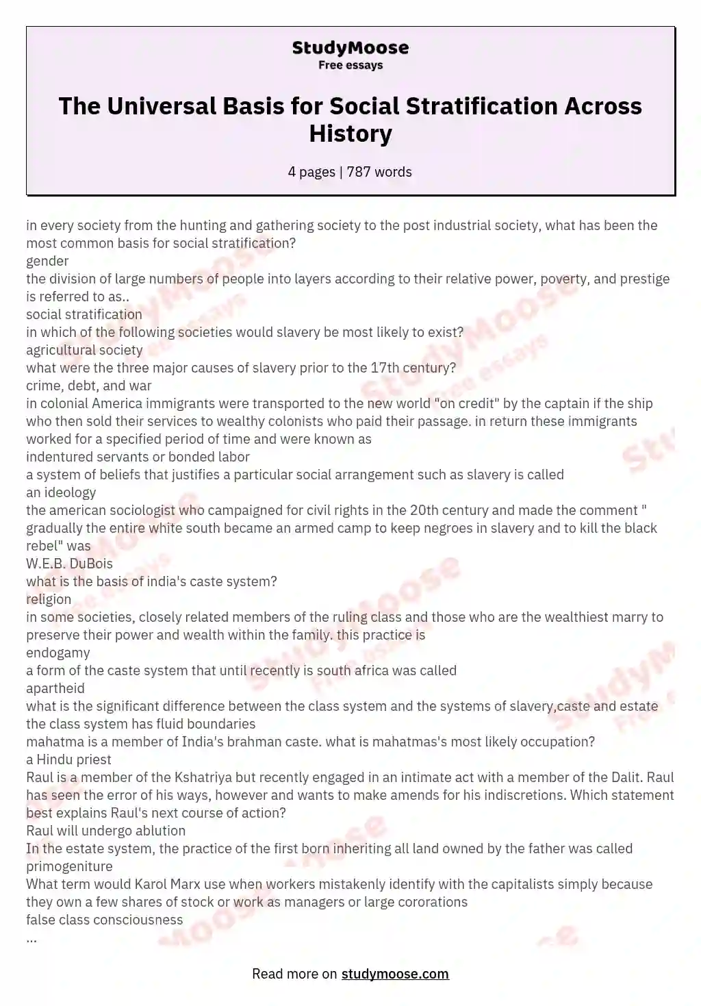The Universal Basis for Social Stratification Across History