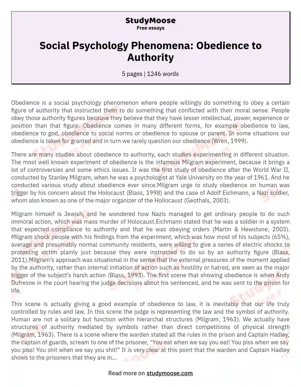 Ethical Dimensions of Obedience in Human Behavior essay