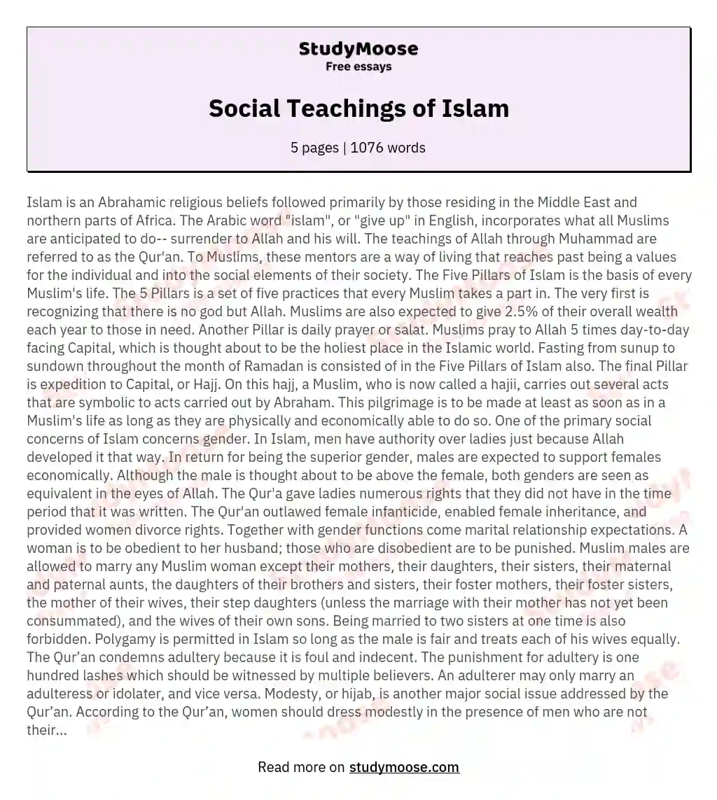 Social Teachings of Islam