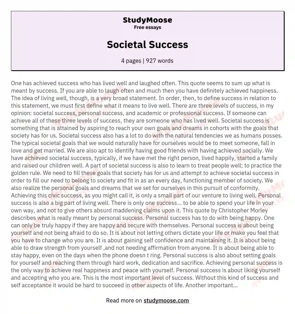 Societal Success essay
