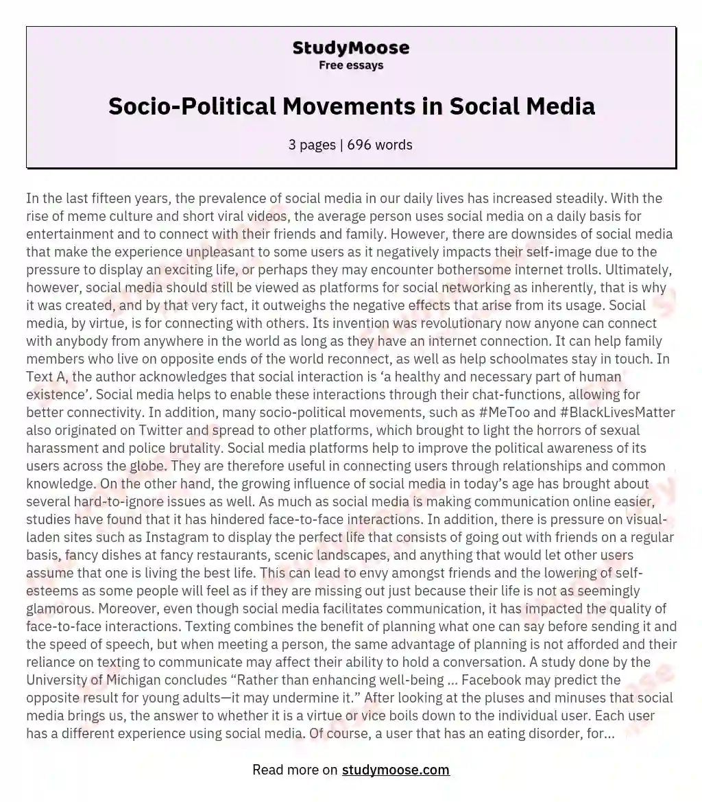 Socio-Political Movements in Social Media essay