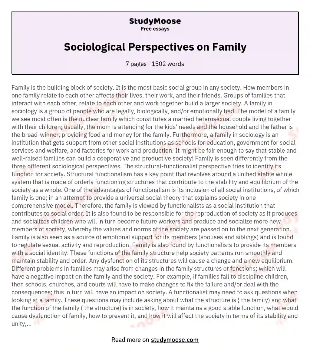 changes in family structure sociology