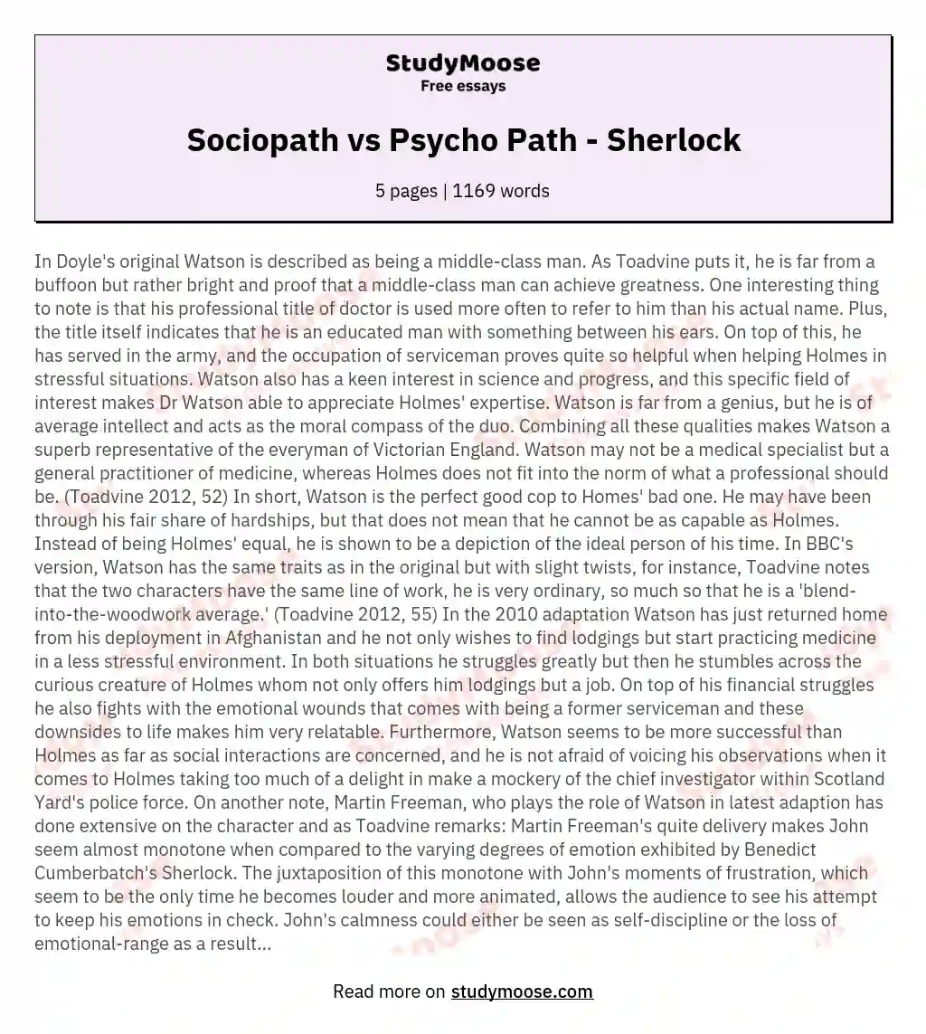 Sociopath vs Psycho Path - Sherlock