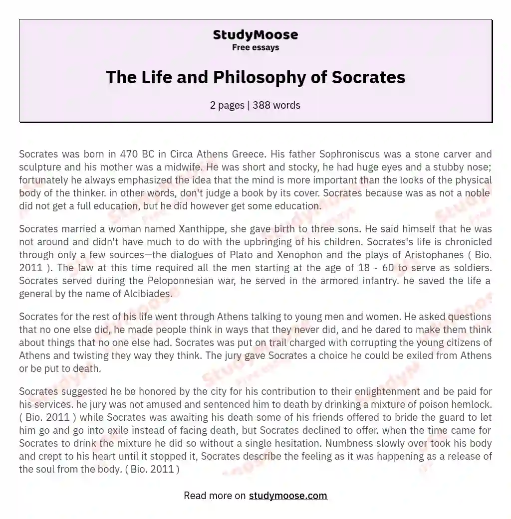 The Life and Philosophy of Socrates essay