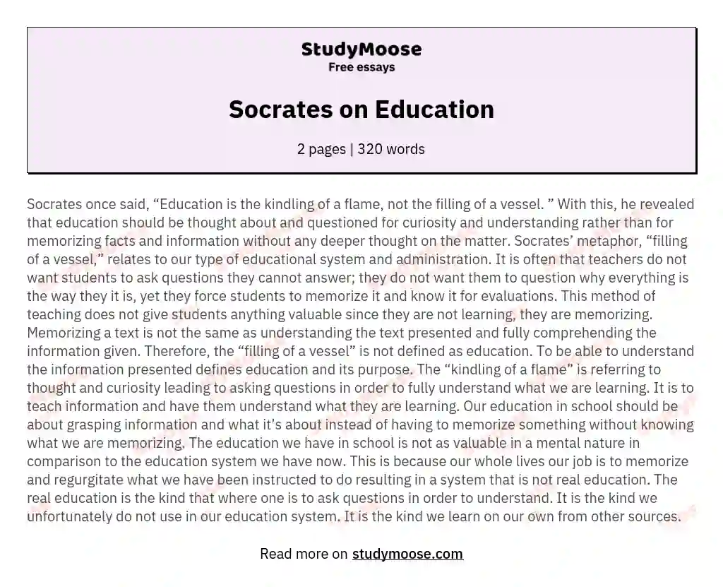 Socrates on Education essay