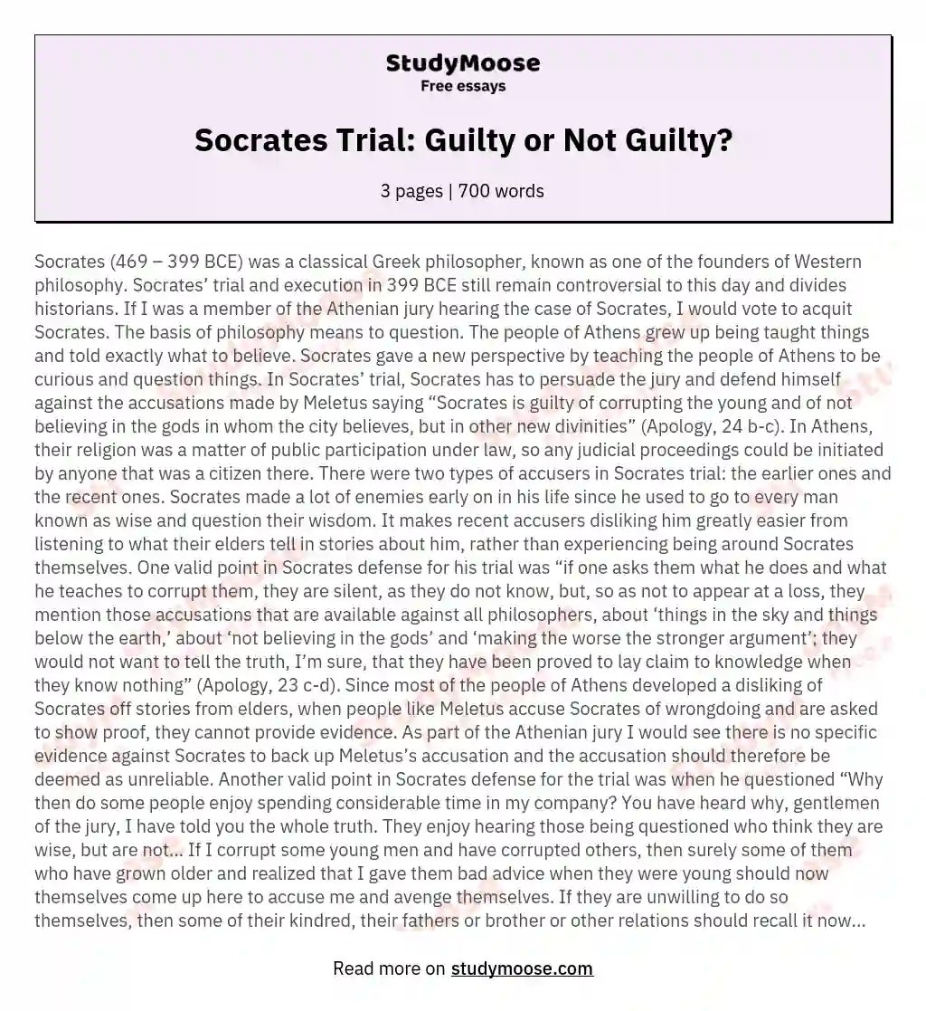 Socrates Trial: Guilty or Not Guilty? essay