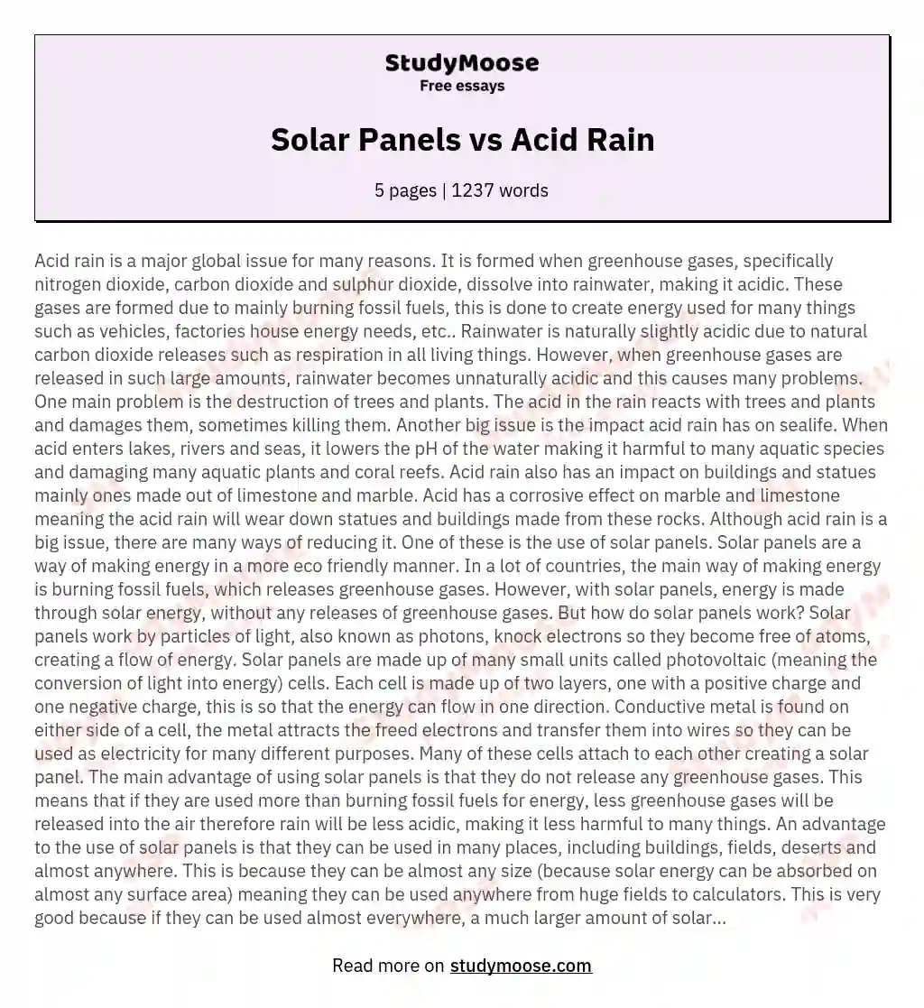 Solar Panels vs Acid Rain