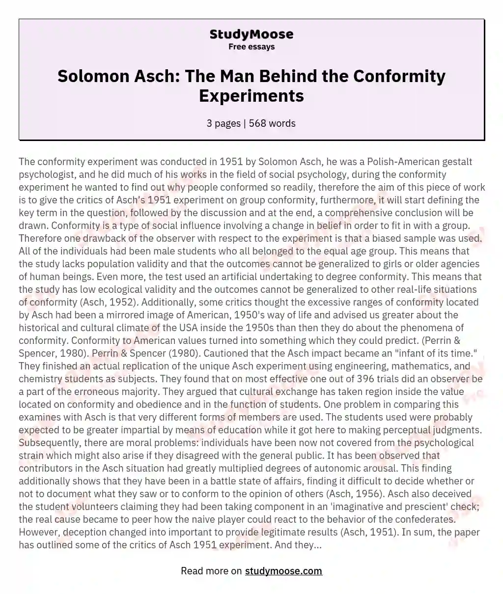 Solomon Asch: The Man Behind the Conformity Experiments