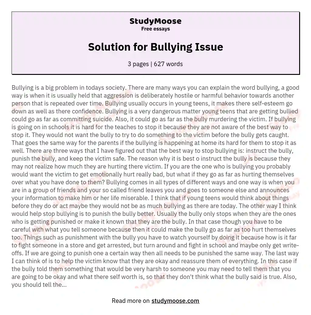 Solution for Bullying Issue