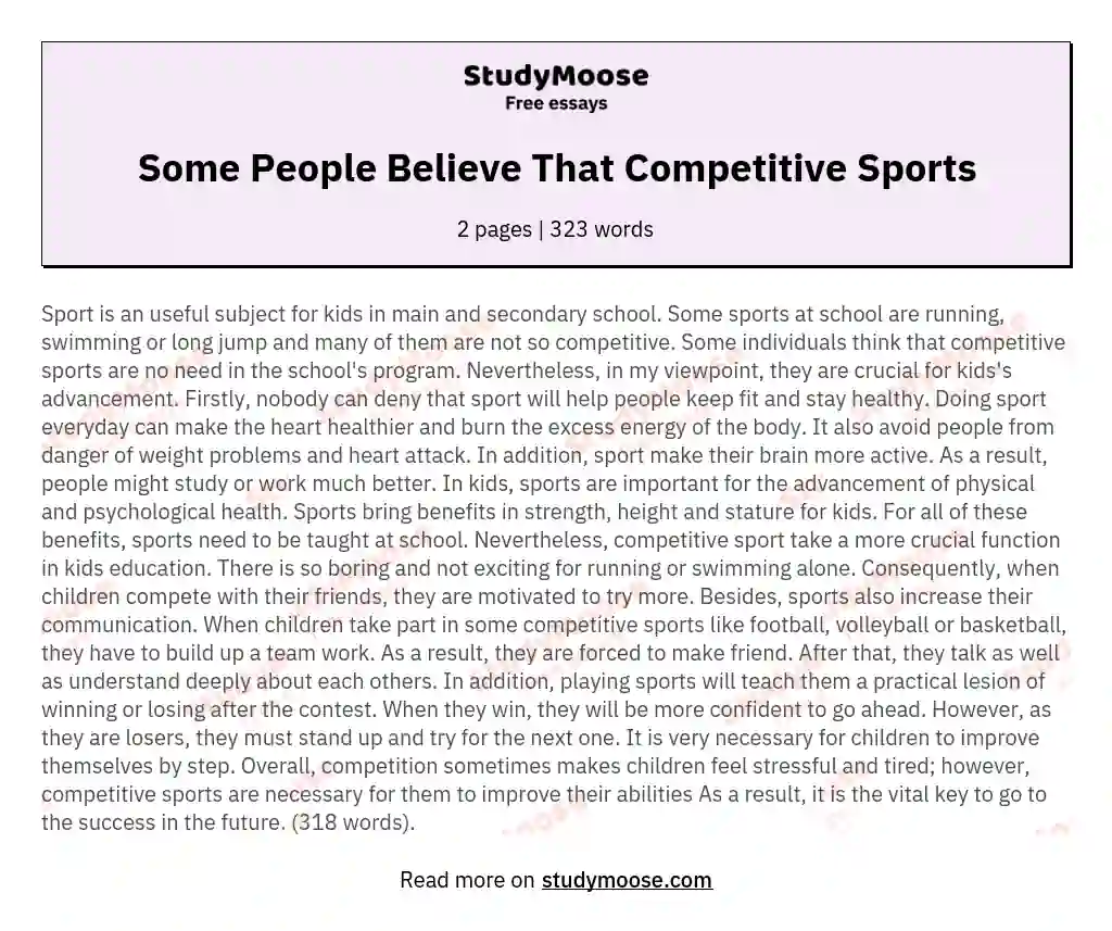 Some People Believe That Competitive Sports