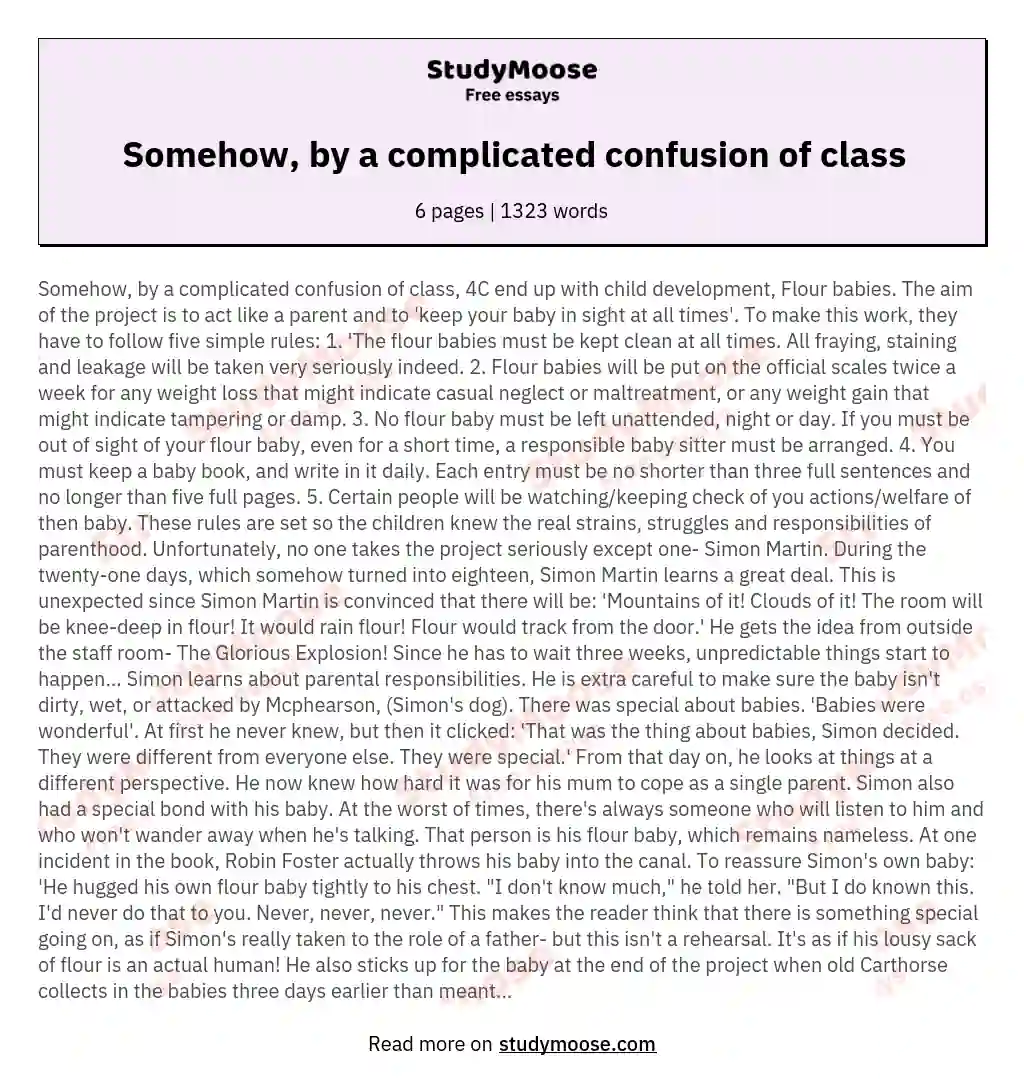 Somehow, by a complicated confusion of class essay