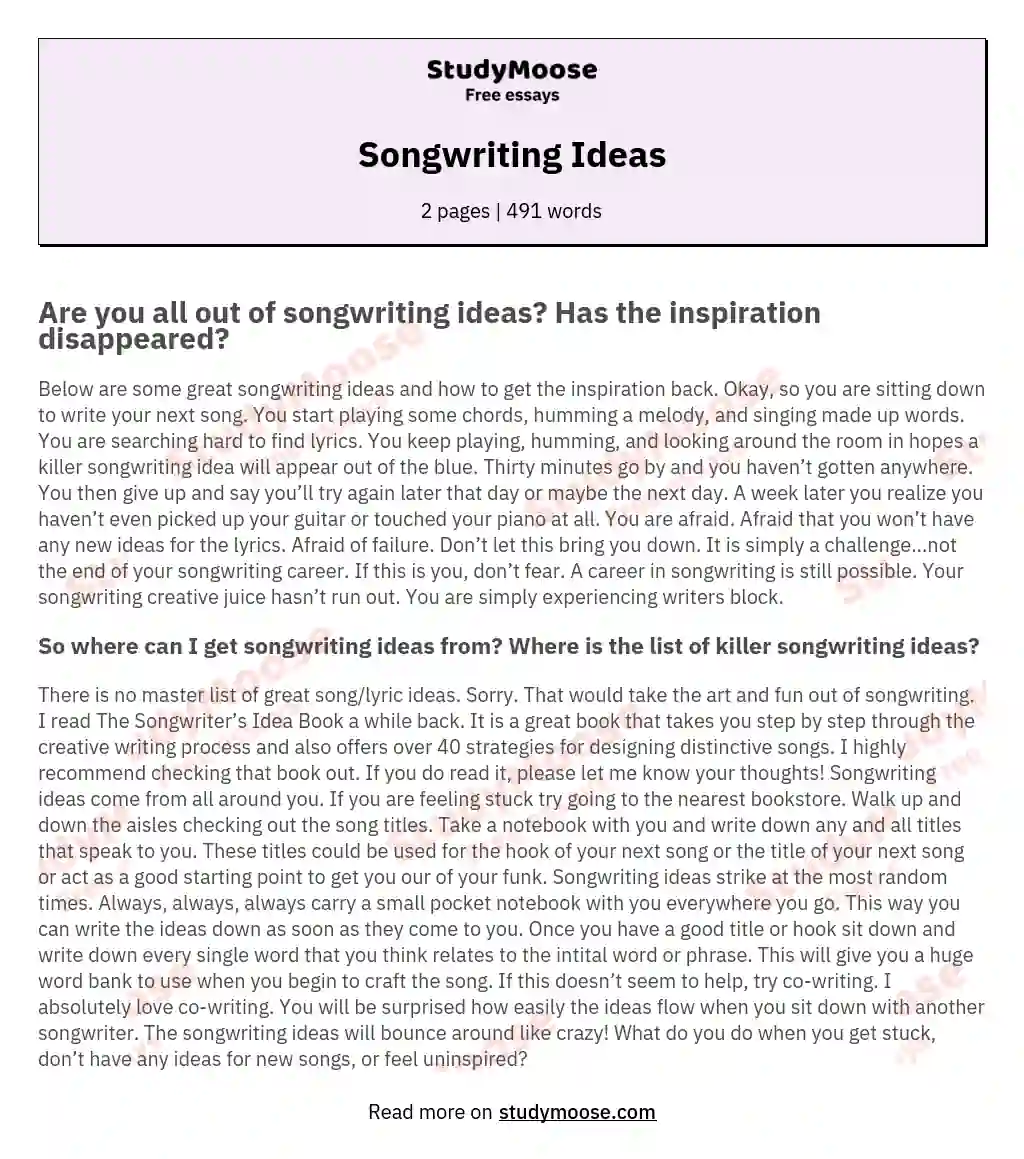 Songwriting Ideas essay