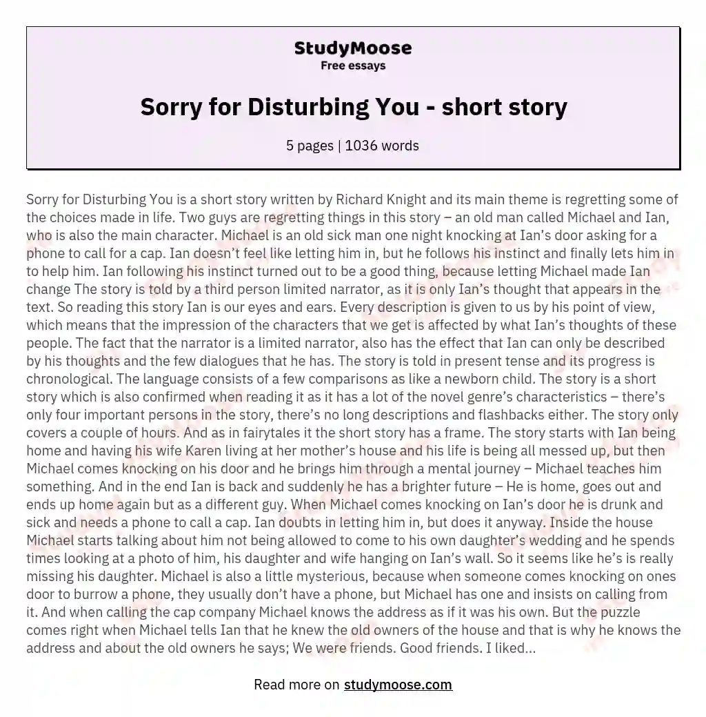 Sorry for Disturbing You - short story