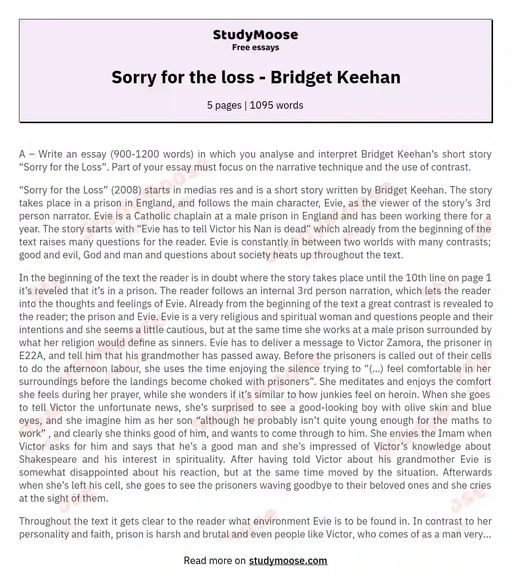 Sorry for the loss - Bridget Keehan
