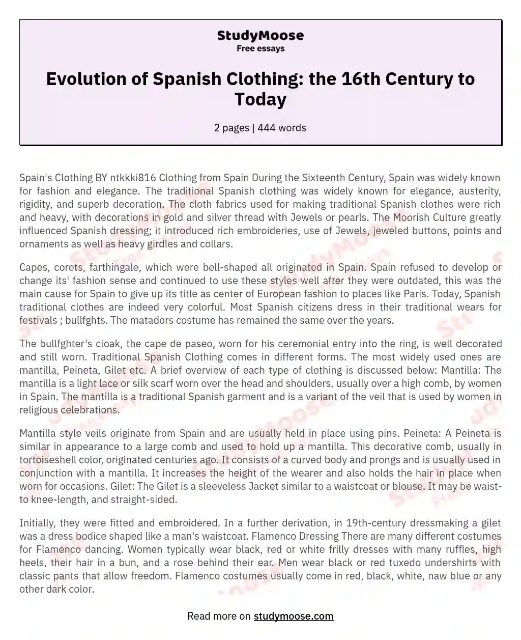 Spain's Clothing