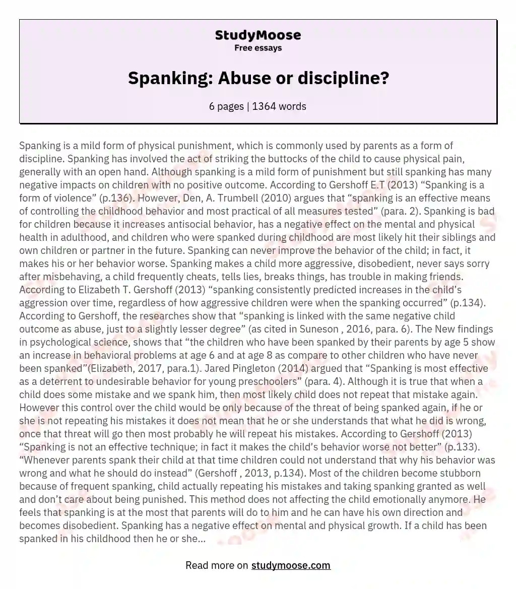 Spanking: Abuse or discipline? essay