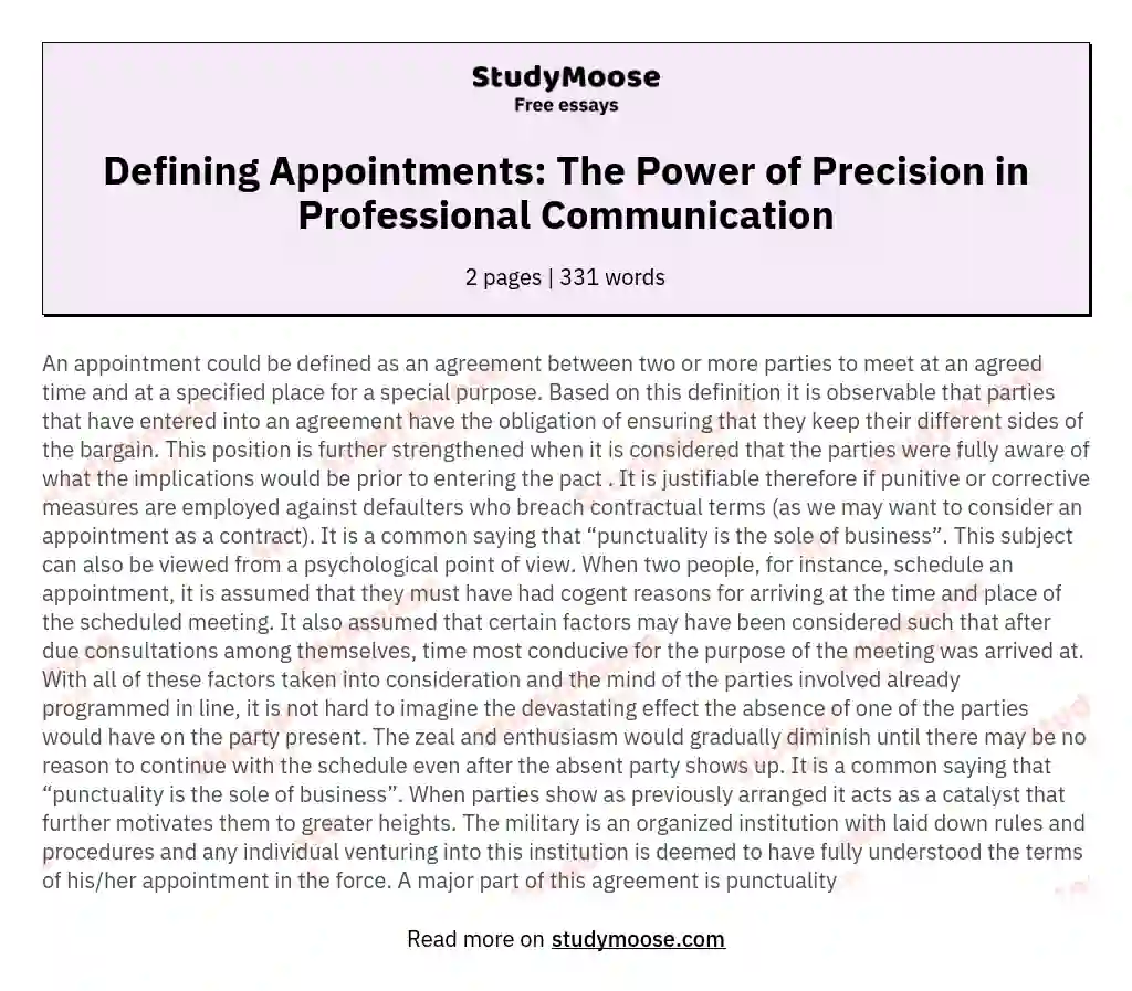 Defining Appointments: The Power of Precision in Professional Communication