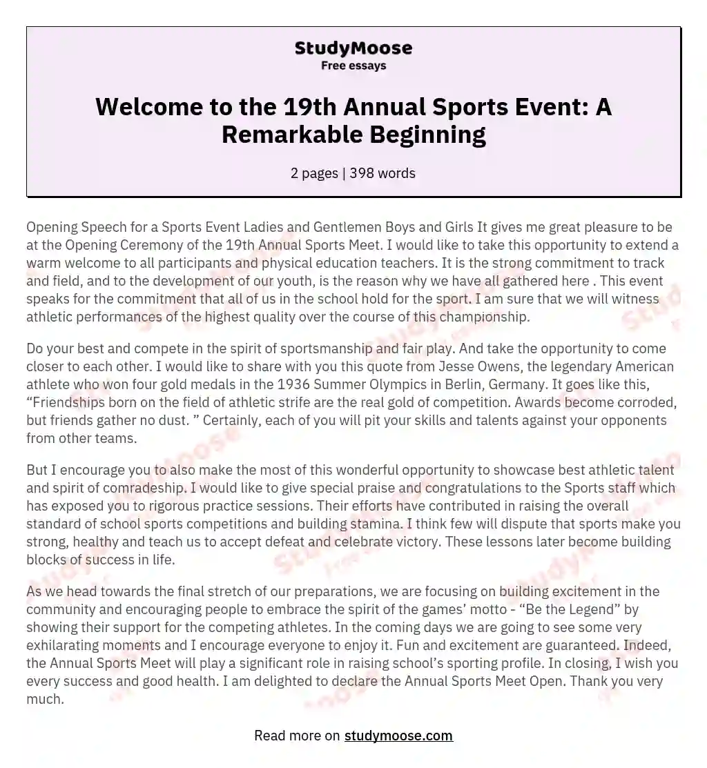 annual sports meet essay in english