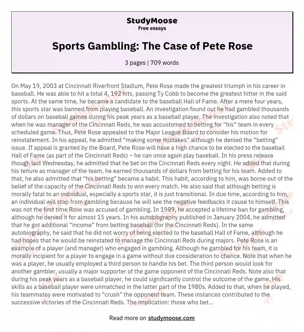 Sports Gambling: The Case of Pete Rose