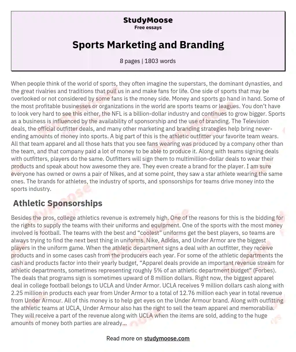 Sports Marketing and Branding essay