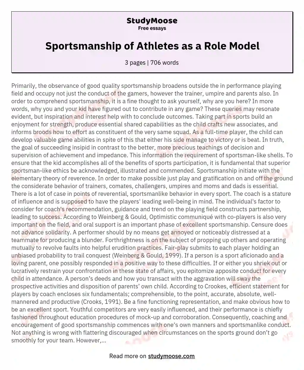 athletes as role models essay