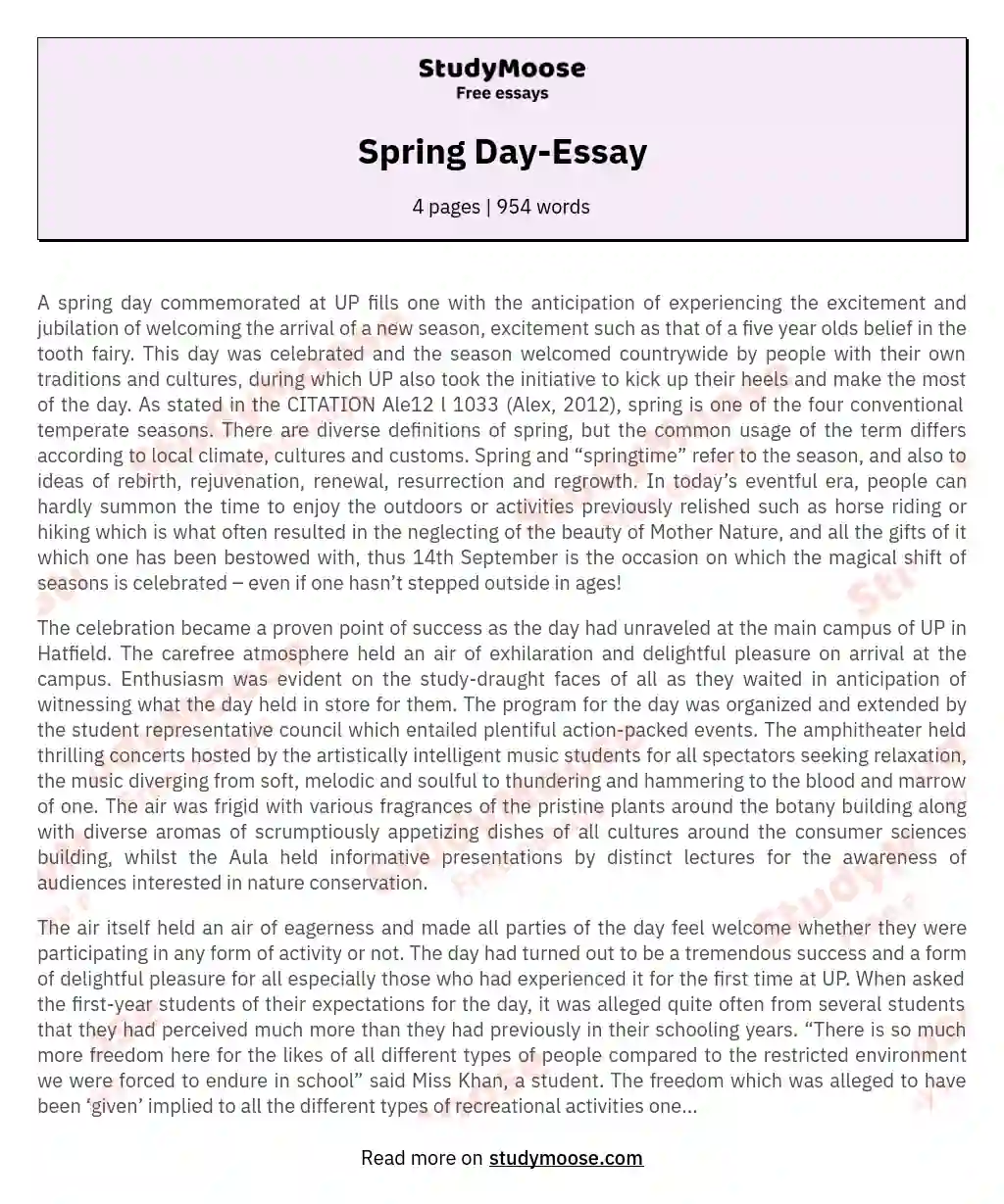 Spring Day-Essay essay