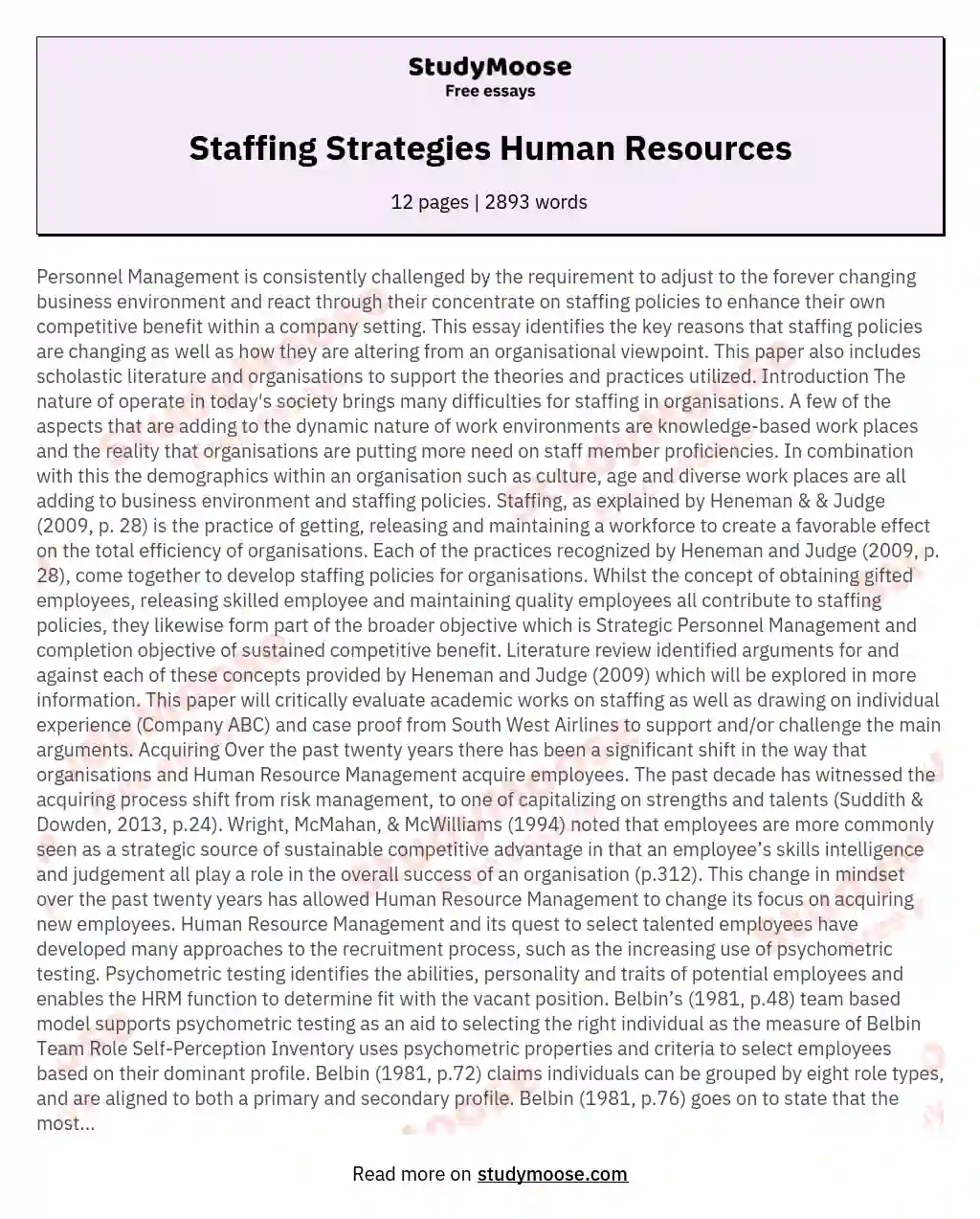 Staffing Strategies Human Resources