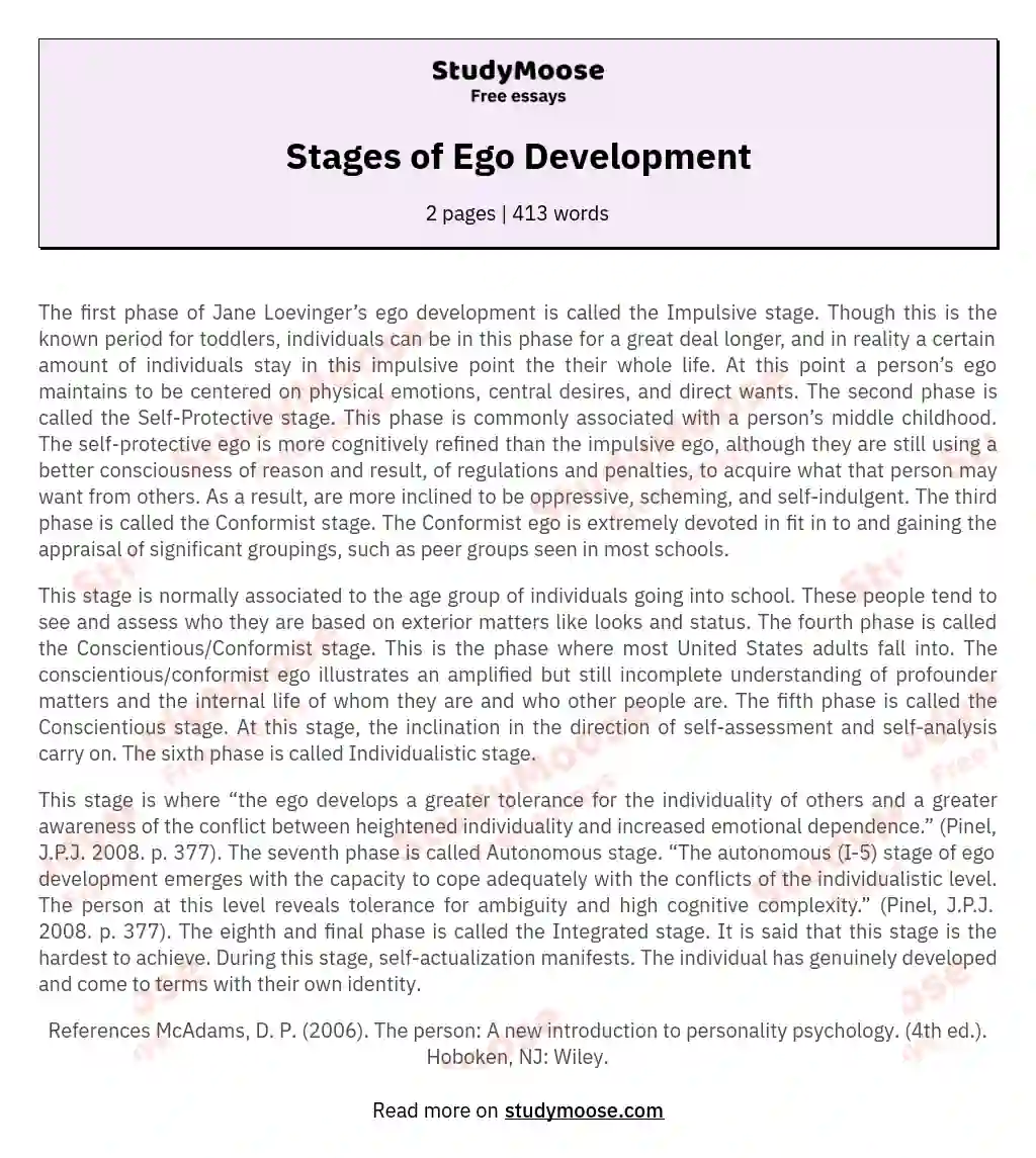 Ego Development Journey: Unveiling Jane Loevinger's Eight Stages essay