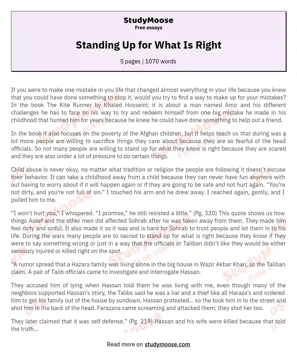 Standing Up for What Is Right essay