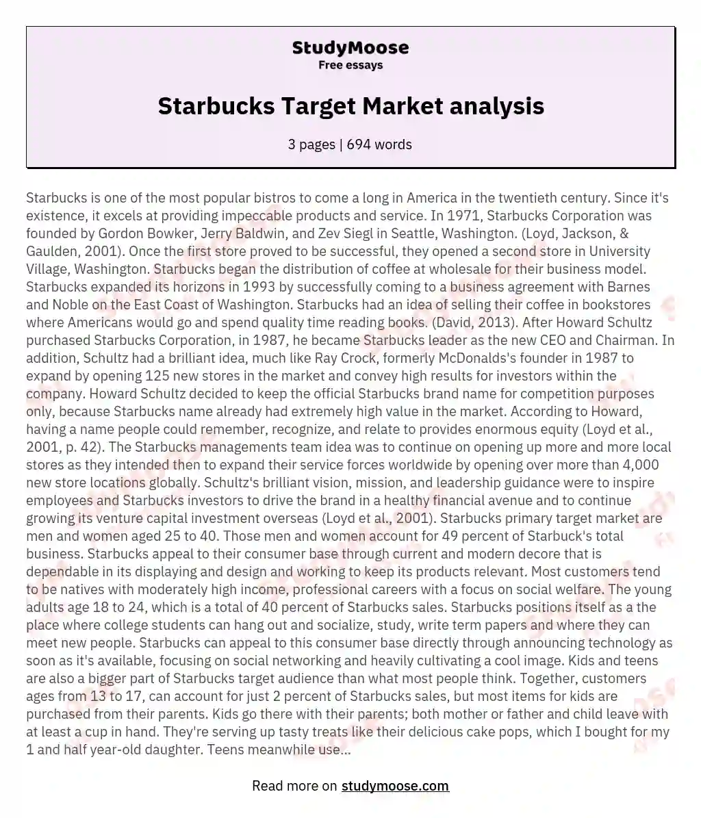 Starbucks Target Market analysis
