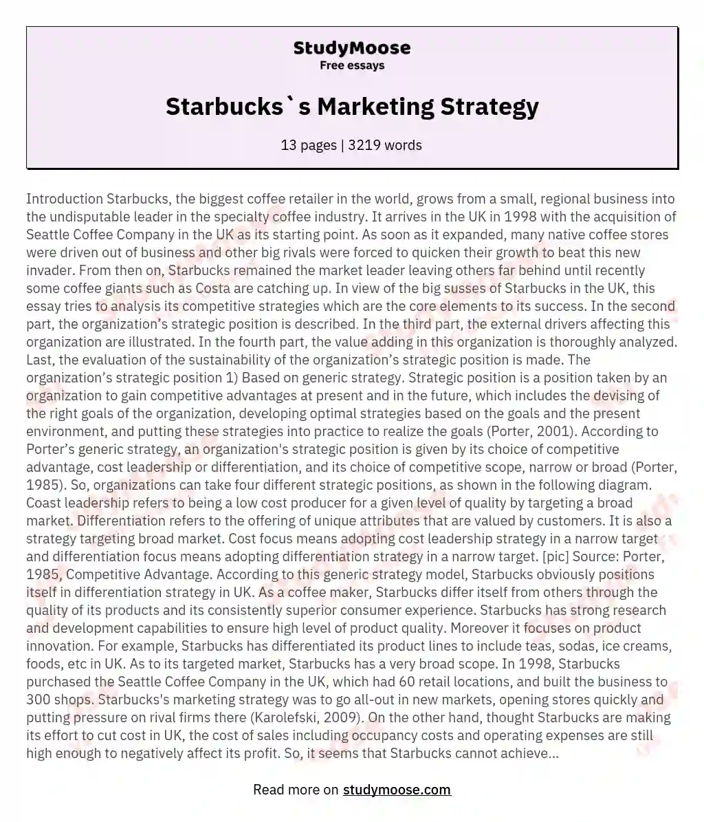 Starbucks`s Marketing Strategy